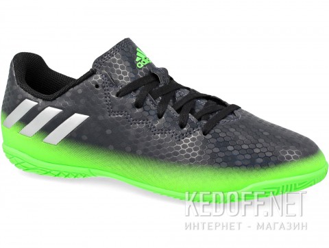Бутсы Adidas Messi 16.4 In Junior AQ3527 унисекс    (зеленый/чёрный) - фото (Артикул: AQ3527)