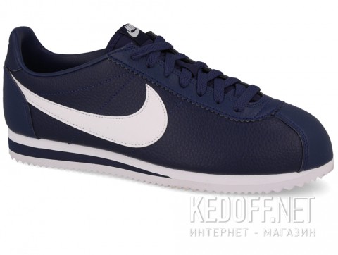 Мужские кроссовки Nike Classic Cortez Premium Leather 749571-414    (тёмно-синий) - фото (Артикул: 749571-414)